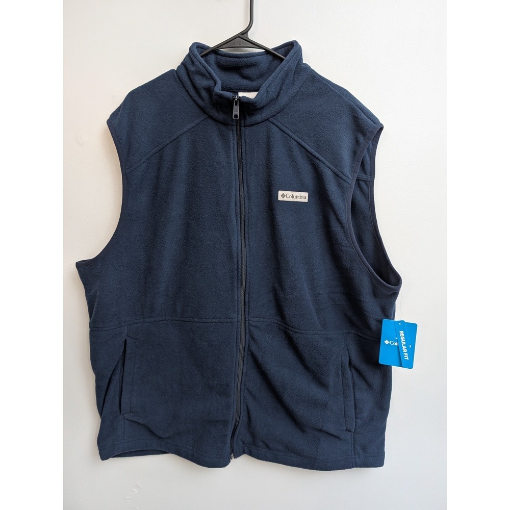 L1 NWT New Columbia Vest Mens Size 2XL Blue Sleeveless Fleece Full Zip